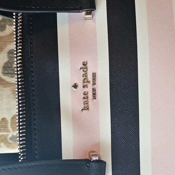 Kate Spade Black and Pink Striped Satchel - Picture 2 of 5